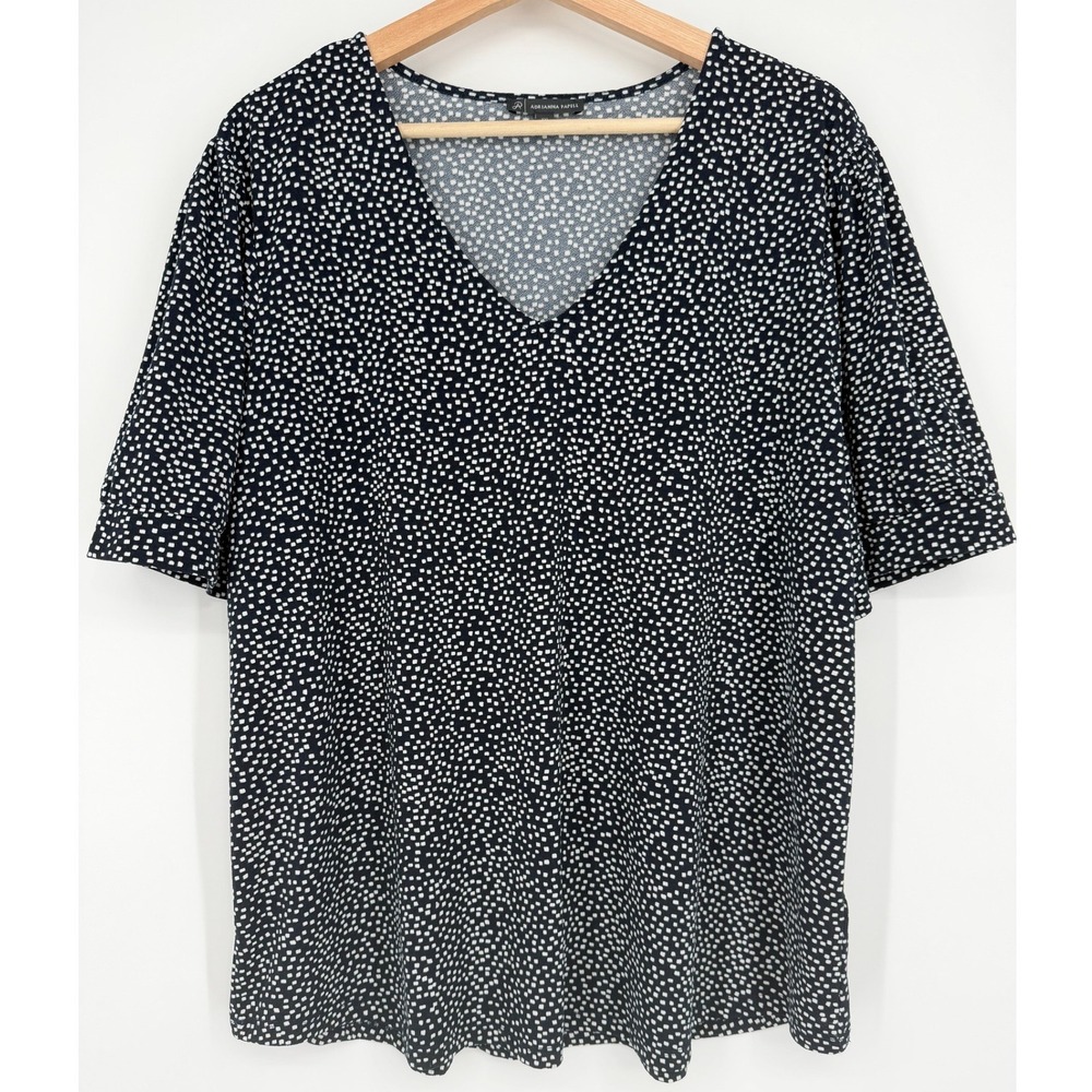 Adrianna Papell Black V-Neck Short Sleeve Top XXL